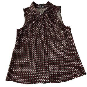 Liverpool Los Angeles Star Ruby Dot Sleeveless Pleated Neck Woven Blouse S Black